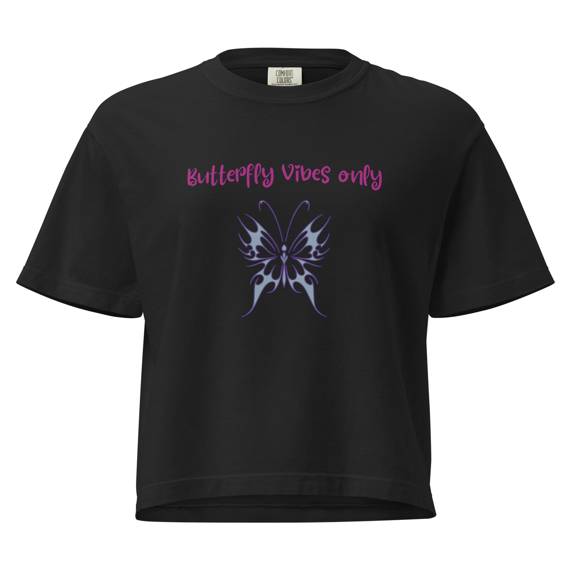 Gen X shirt Butterfly Vibes Only black logo variant by N.X. Originals
