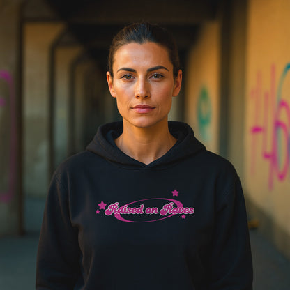 Gen X hoodie Raised on Raves by N.X. Originals – retro rave style