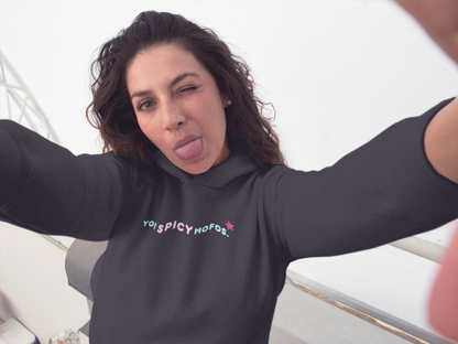 Gen X hoodie Yo! Spicy MOFOS pink-blue by N.X. Originals – bold gradient design