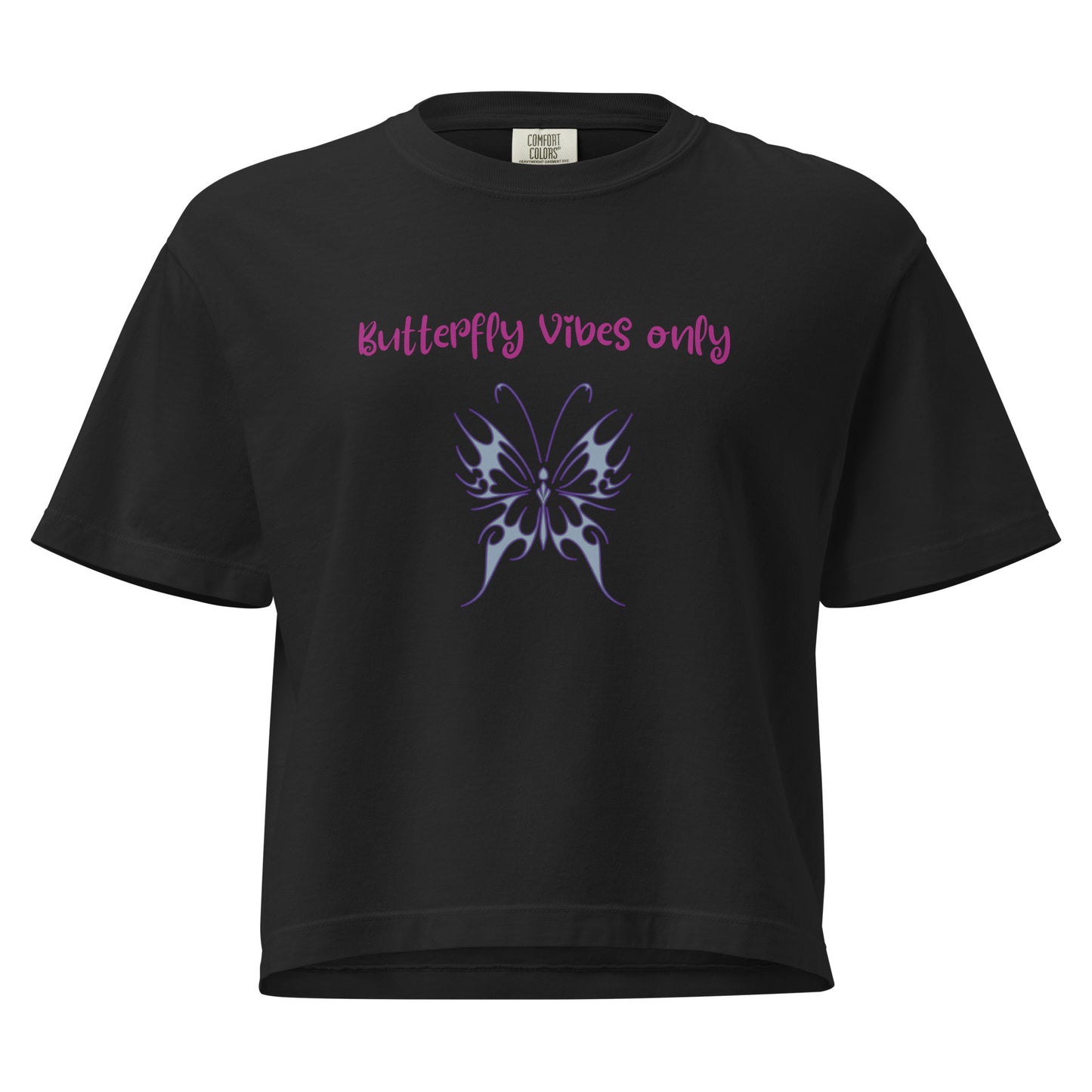 Gen X shirt Butterfly Vibes Only black logo variant by N.X. Originals